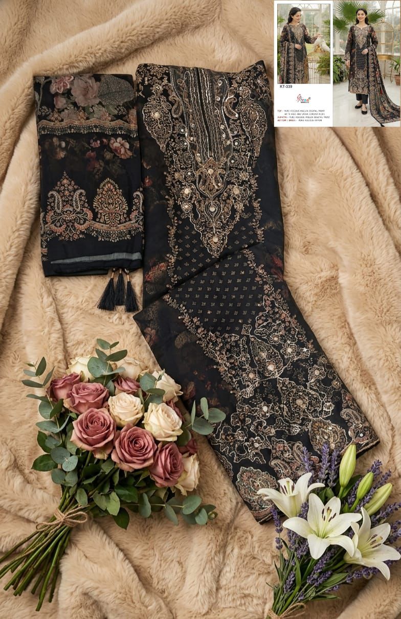 BLACK MASLIN PAKISTANI SUITS