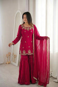 PINK NEW FENDY SILK SHARARA ETHNIC WEAR